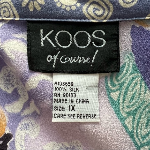 Vintage Silk Maximalist Sleeve Button Front Shirt Unique Wild Patchwork Size 1X - Picture 5 of 6